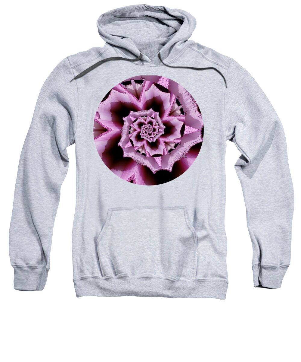 Pink Sweatshirt featuring the digital art Pink Rose Spiral by Rachel Hannah