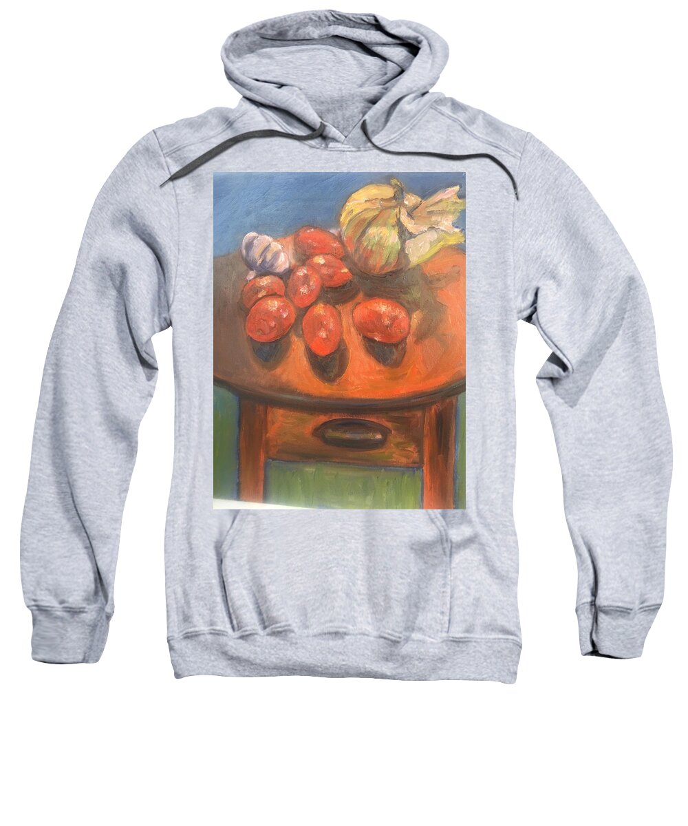 Tomatoes Sweatshirt featuring the painting Plum tomatoes by Beth Riso
