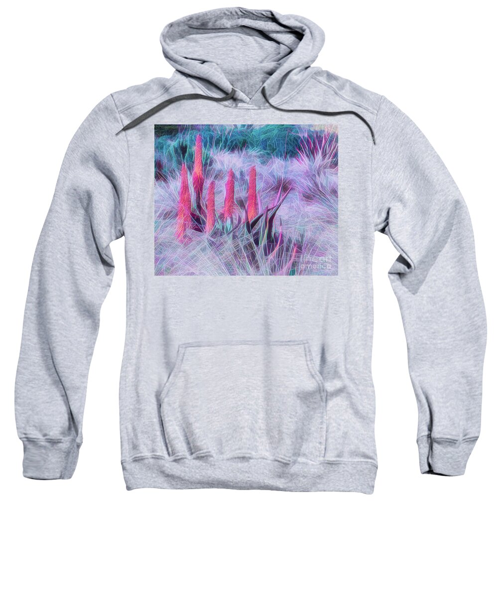 Art Sweatshirt featuring the photograph Poker Plants in Pinks and Blues by Roslyn Wilkins