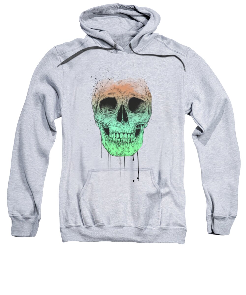 Skull Sweatshirt featuring the drawing Pop art skull by Balazs Solti
