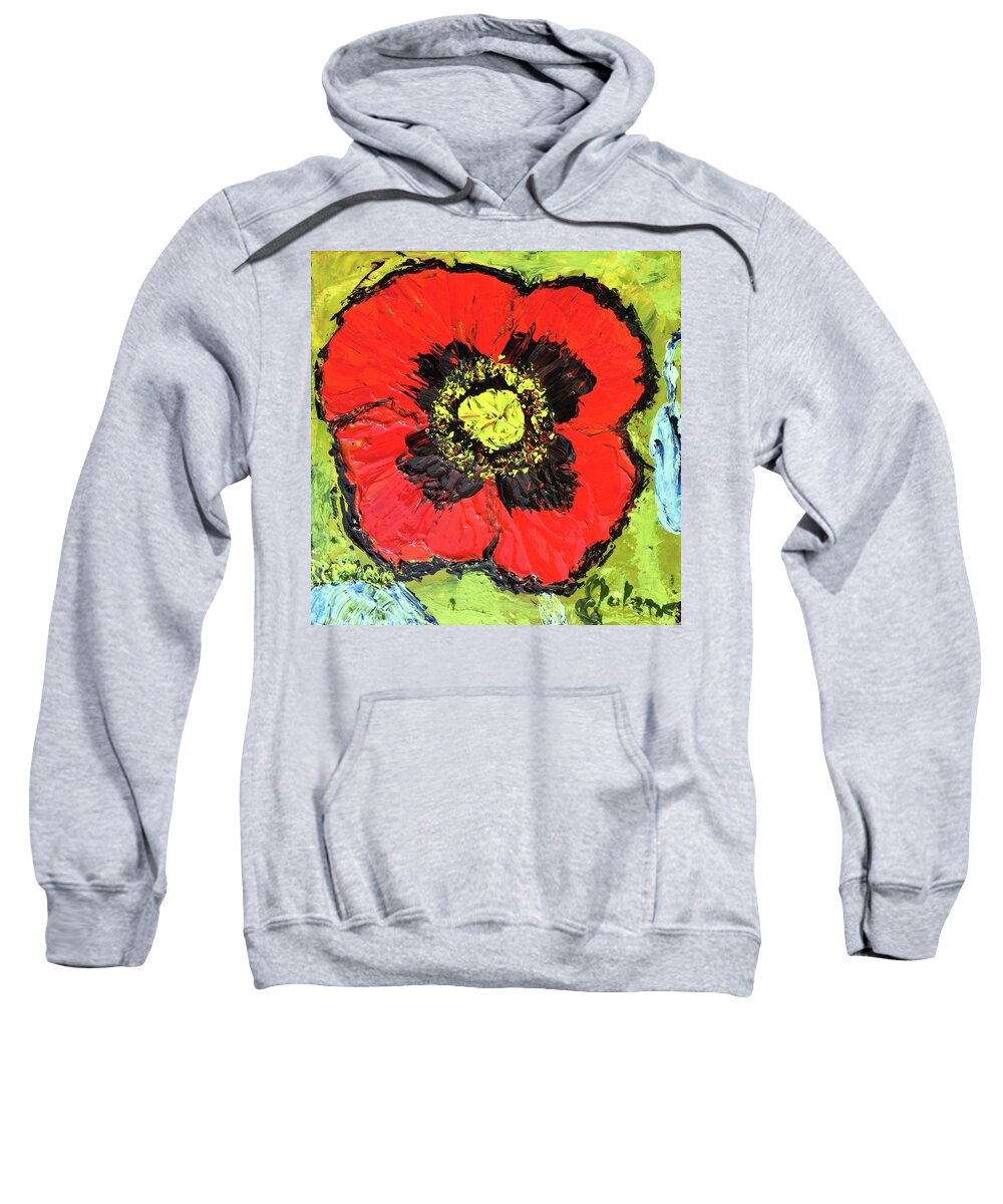 Red Poppy Sweatshirt featuring the painting Poppies Make Me Happy by Julene Franki