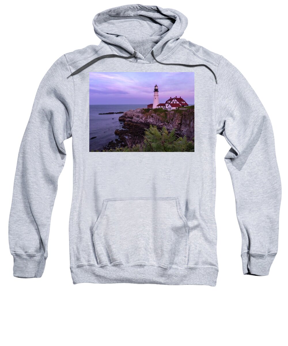 Cape Elizabeth Sweatshirt featuring the photograph Portland Lighthouse Sunset by Norma Brandsberg