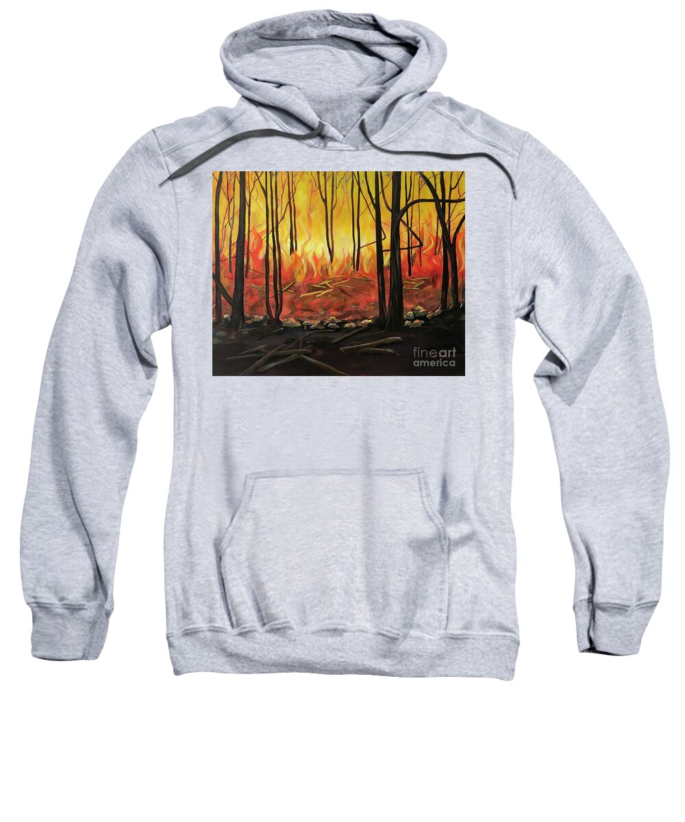 Fire Sweatshirt featuring the painting Prescott forest fire by Maria Karlosak