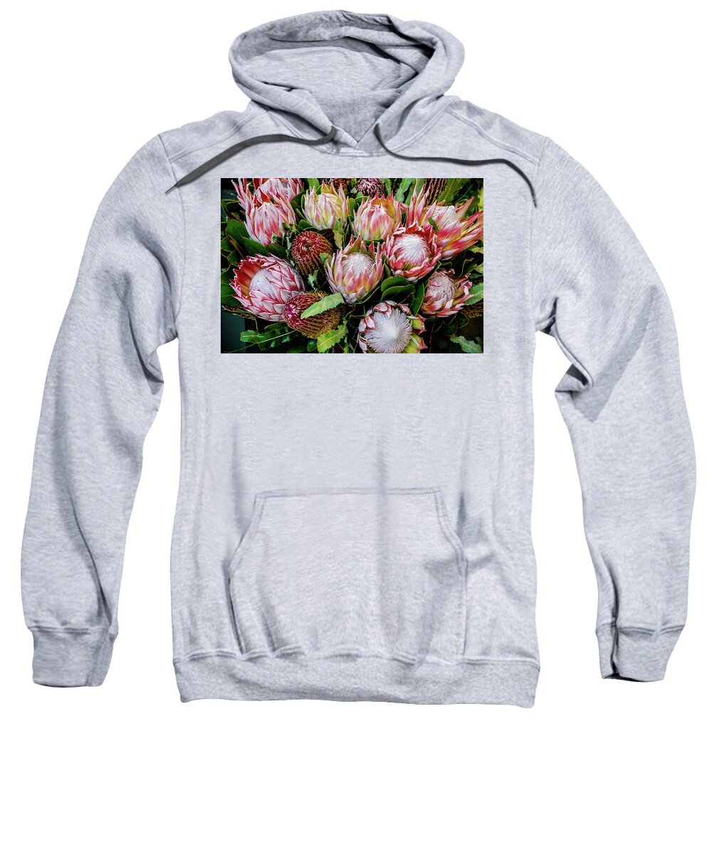 Floral Sweatshirt featuring the photograph Protea, Exotic Beauty of South Africa by Marcy Wielfaert
