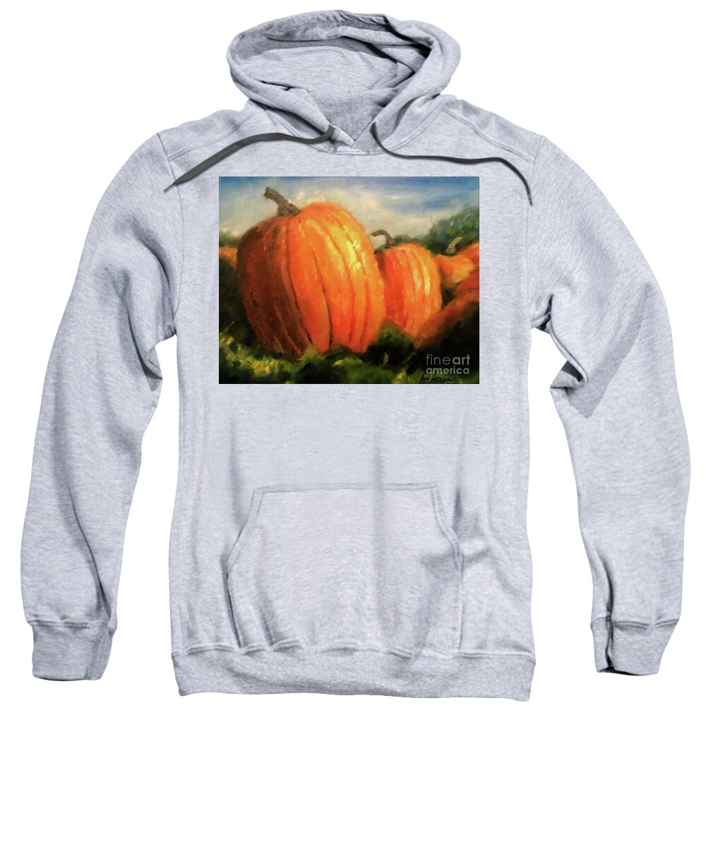October Sweatshirt featuring the painting Pumpkin Patch by Alan Metzger