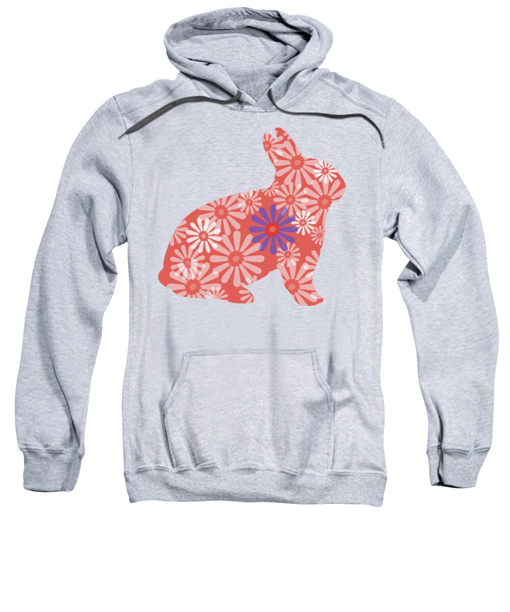 Rabbit Sweatshirt featuring the digital art Purple and Coral Bunny III by Marianne Campolongo
