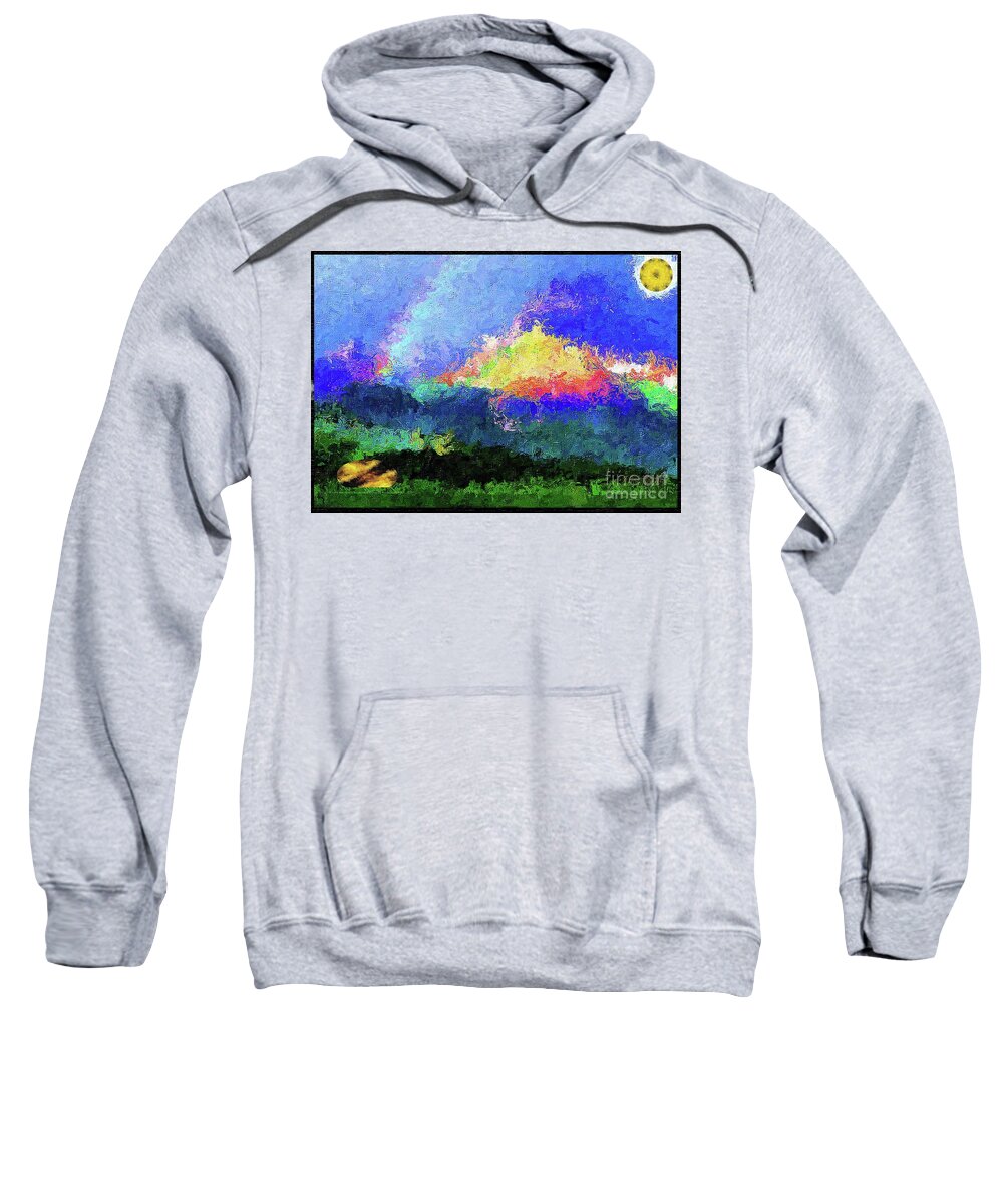 Landscape Sweatshirt featuring the mixed media Rainbow Mountain - Breaking the Gridlock of Hate Number 5 by Aberjhani