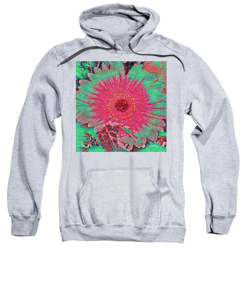 Digital Sweatshirt featuring the mixed media Red and green bloom by Steven Wills