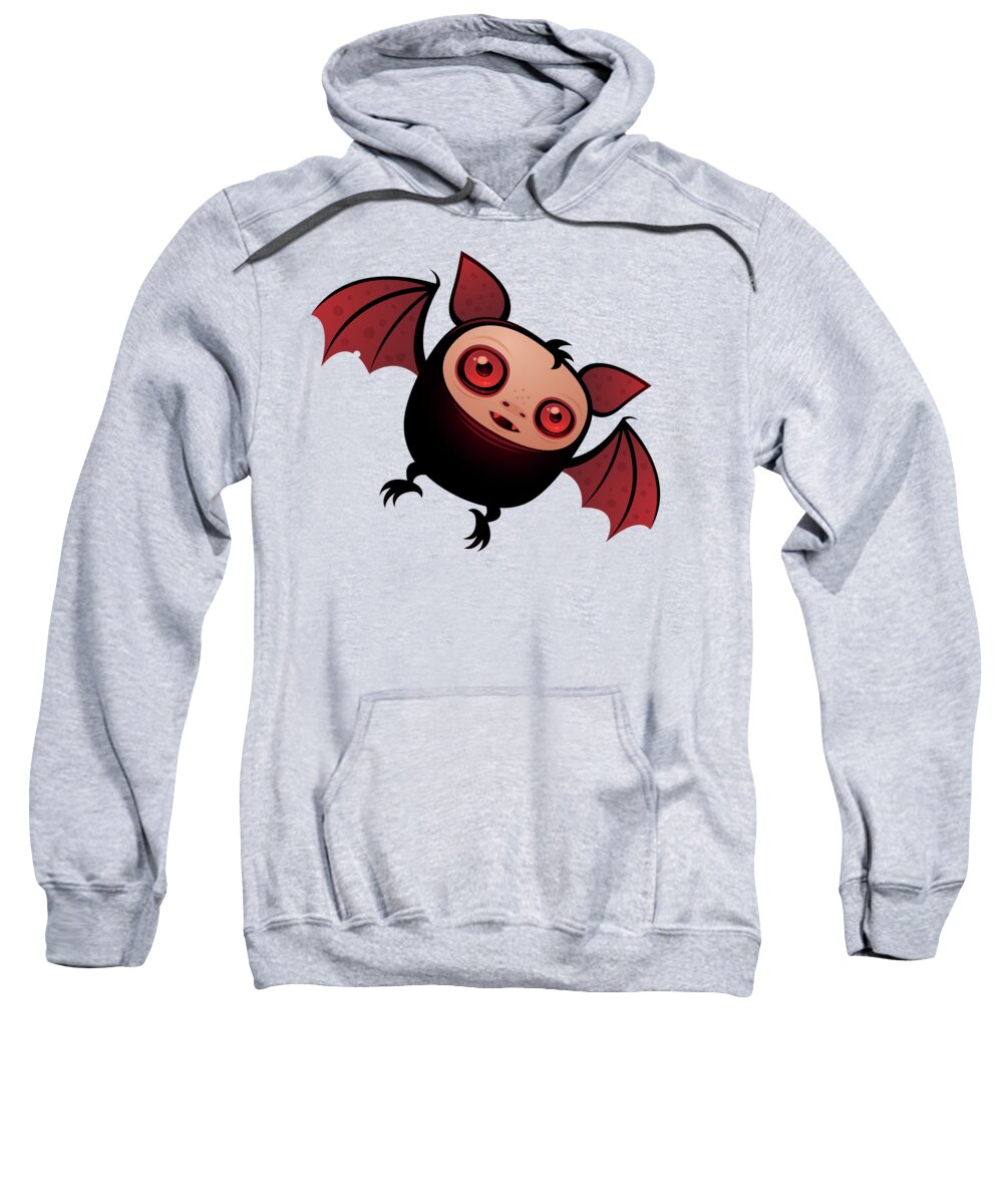 Cute Sweatshirt featuring the digital art Red Eye the Vampire Bat Boy by John Schwegel