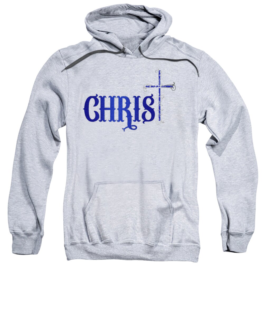 Christmas Sweatshirt featuring the digital art Religious Christmas Blessings Christian Cross by Doreen Erhardt