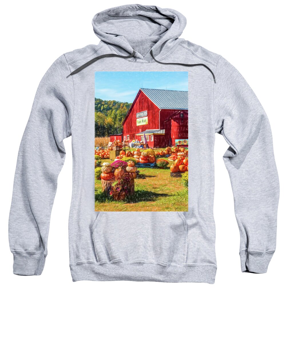 Fall Sweatshirt featuring the digital art Retherford's Farm Market #2 by Barry Wills