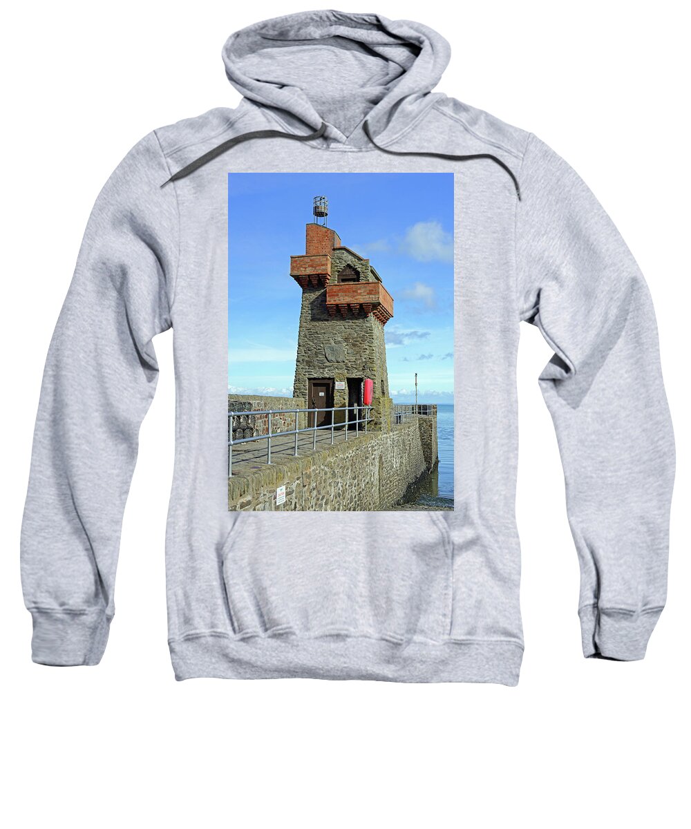 Bright Sweatshirt featuring the photograph Rhenish Tower and Quay - Lynmouth - Devon by Rod Johnson