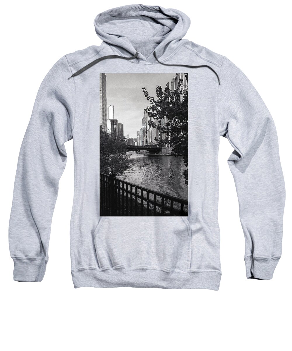 Chicago Sweatshirt featuring the photograph River Fence by Laura Hedien