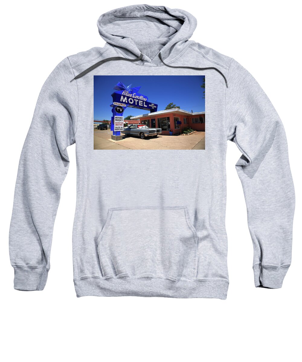 66 Sweatshirt featuring the photograph Route 66 - Blue Swallow Motel 2012 by Frank Romeo