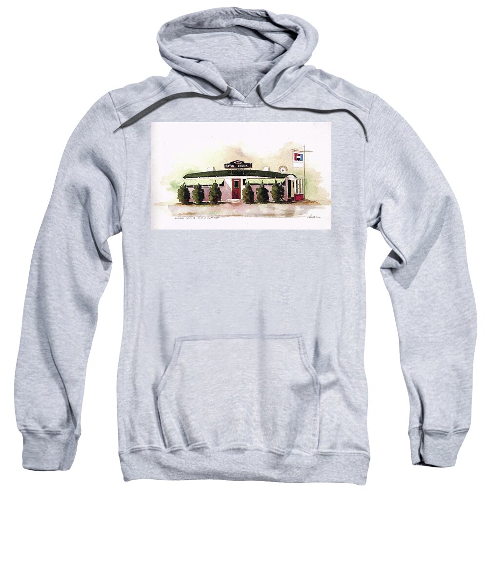 Wilmington Delaware Sweatshirt featuring the painting Royal Diner by William Renzulli