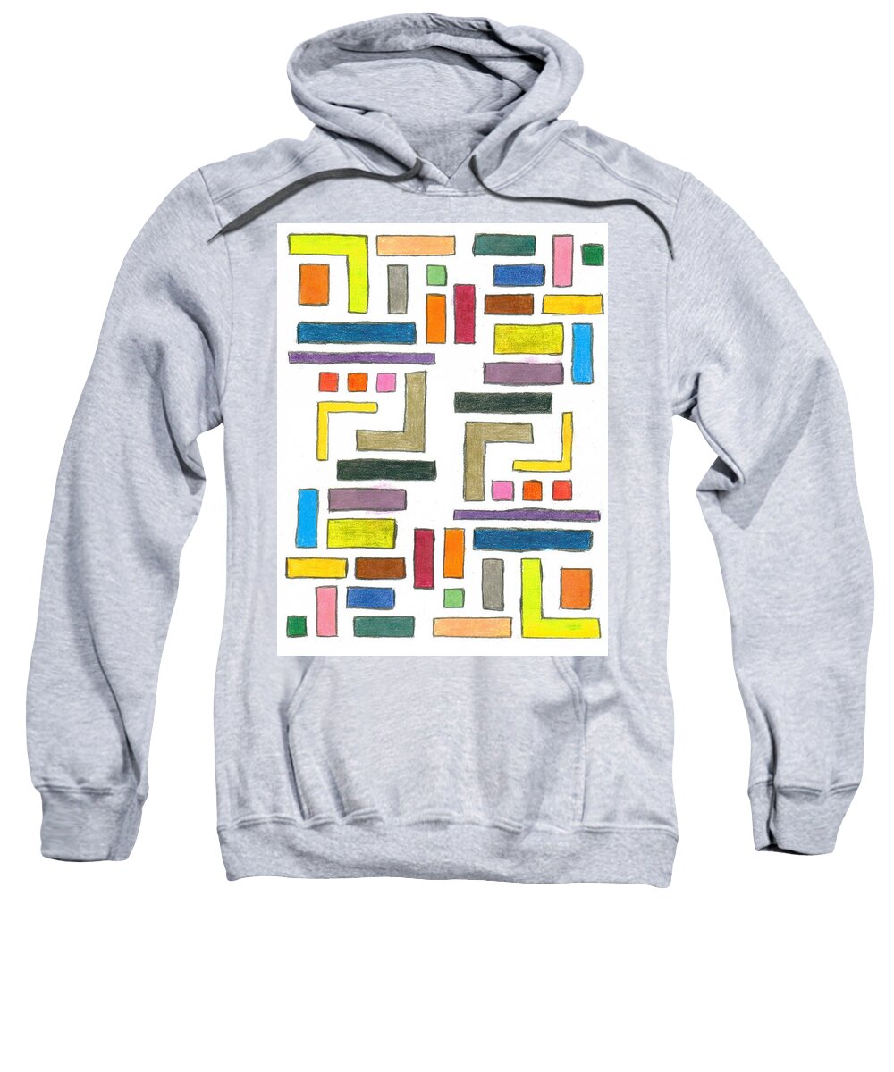 Colorful Bright Pattern Symmetry Symmetrical Abstract Sweatshirt featuring the painting Rug#7 by Alan Chandler