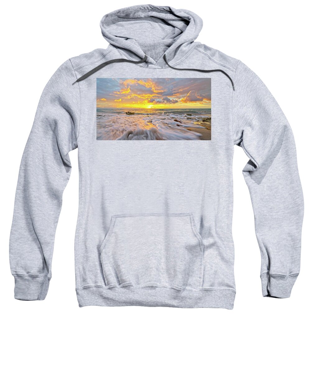 Carlin Park Sweatshirt featuring the photograph Rushing Surf by Steve DaPonte