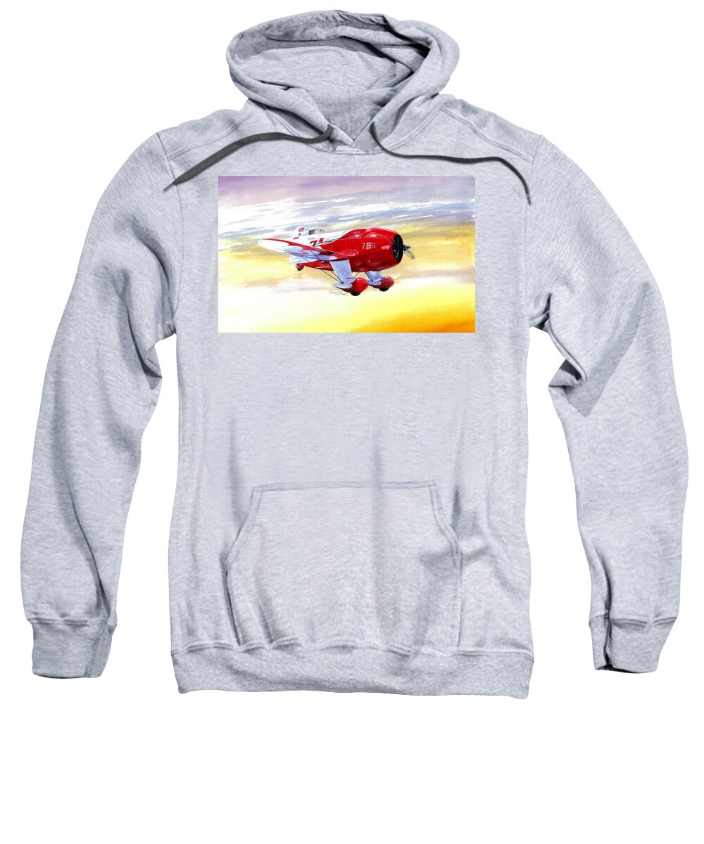 Granville Sweatshirt featuring the painting Russell Thaw's Gee Bee R2 by Simon Read