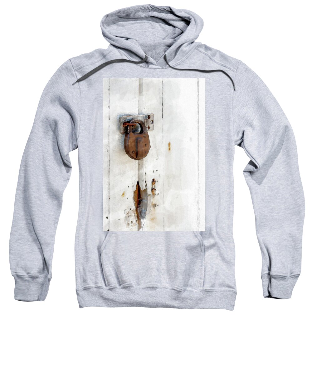 Lock Sweatshirt featuring the digital art Rustic Lock by Rob Smith's