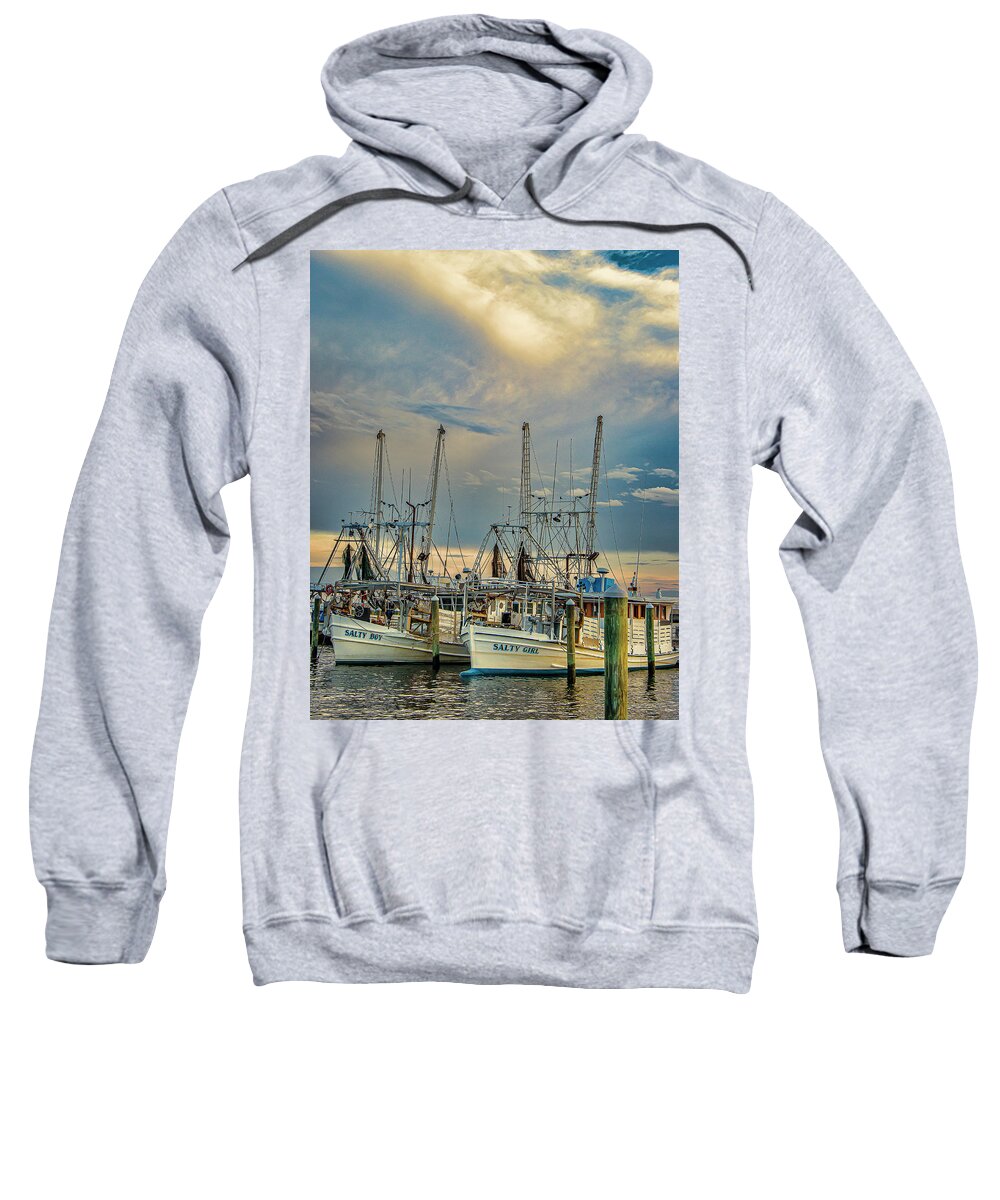 Shrimp Boats Sweatshirt featuring the photograph Salty Boy Salty Girl by JASawyer Imaging
