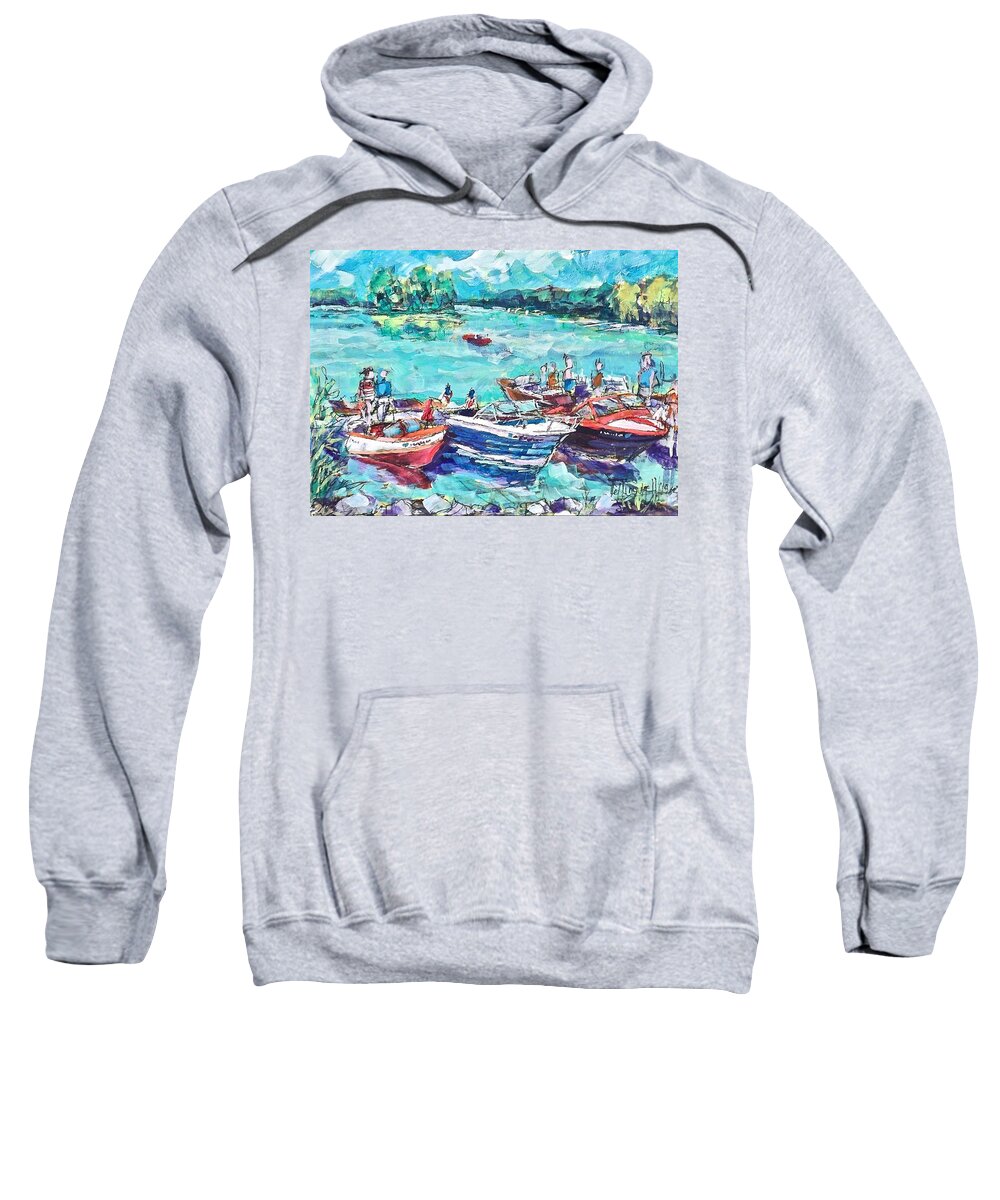 Painting Sweatshirt featuring the painting Show Boats by Les Leffingwell