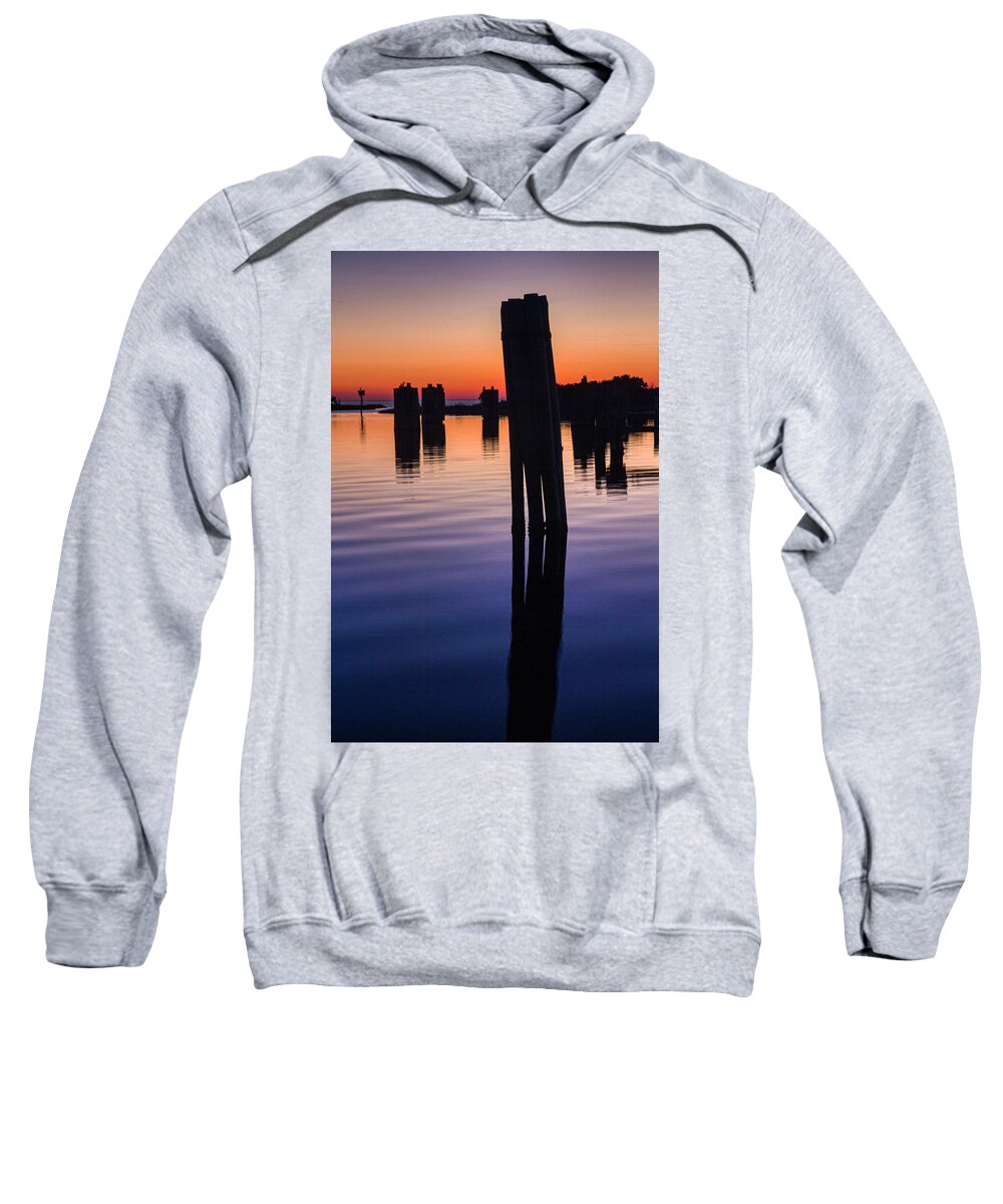 Pilings Sweatshirt featuring the photograph Silver Lake Sunset 2010-10 20 by Jim Dollar