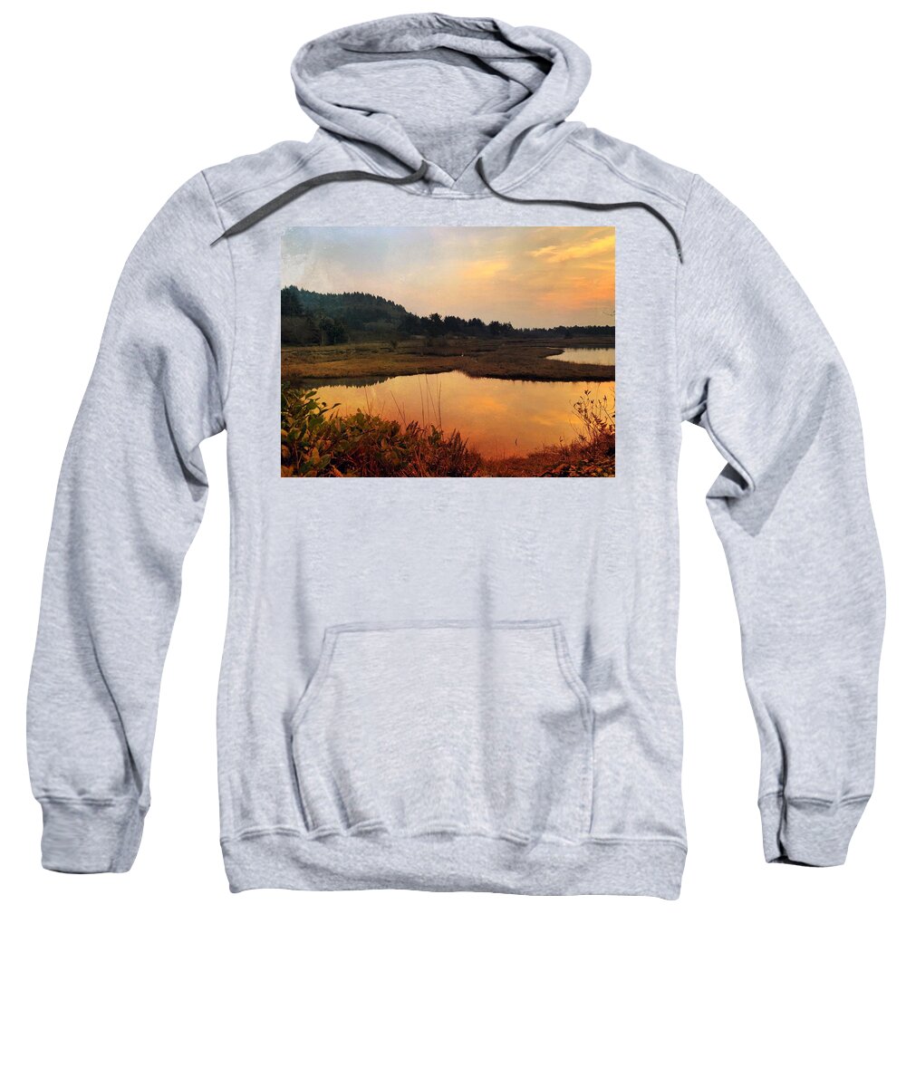Sunset Sweatshirt featuring the digital art Sitka Sedge Sand Lake Eve by Chriss Pagani