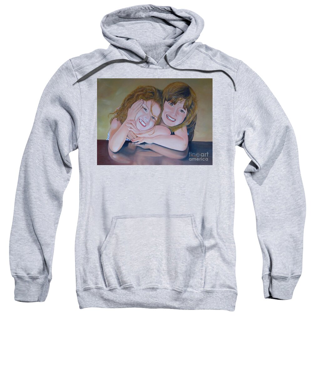 Smiles Sweatshirt featuring the painting My Sister, My Best Friend by Barbara Hayes
