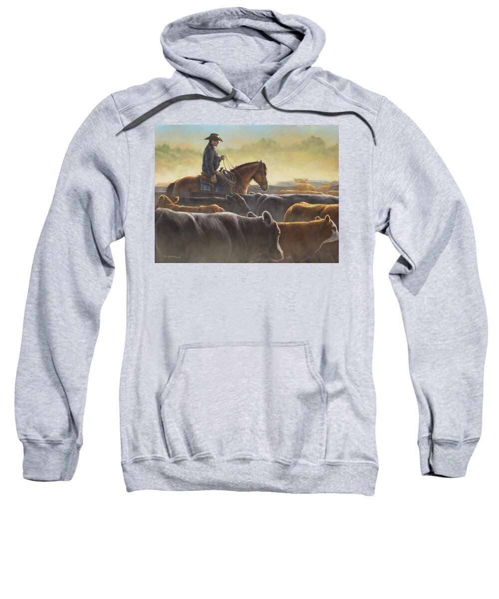 Cowboy Sweatshirt featuring the painting Sorting September Pairs by Kim Lockman