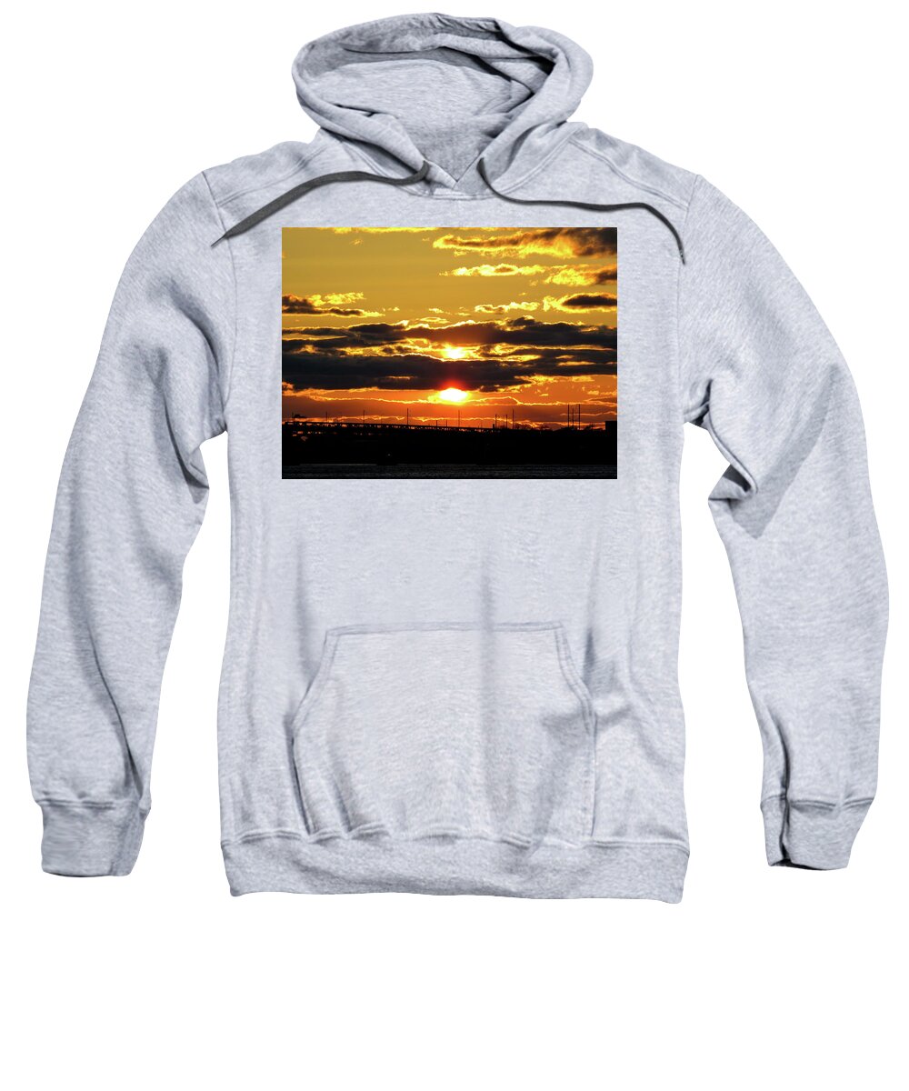 Sunset Sweatshirt featuring the photograph Split Sunset over Philadelphia by Linda Stern