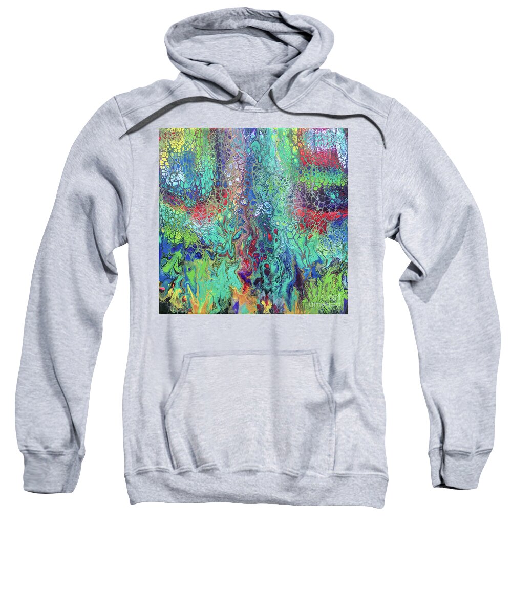 Poured Acrylic Sweatshirt featuring the painting Spring Rush by Lucy Arnold