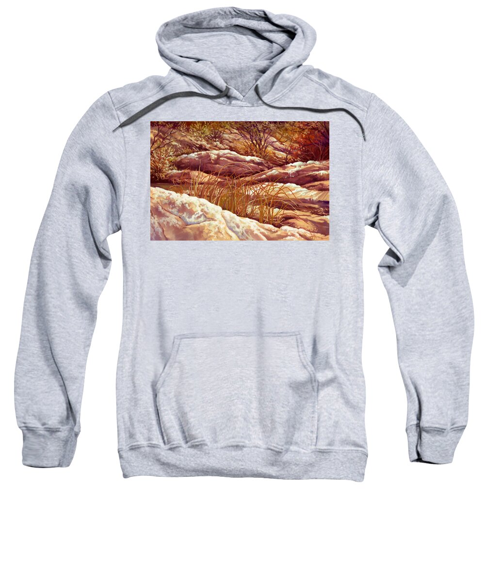 Spring Sweatshirt featuring the painting Spring Snow by Hans Neuhart
