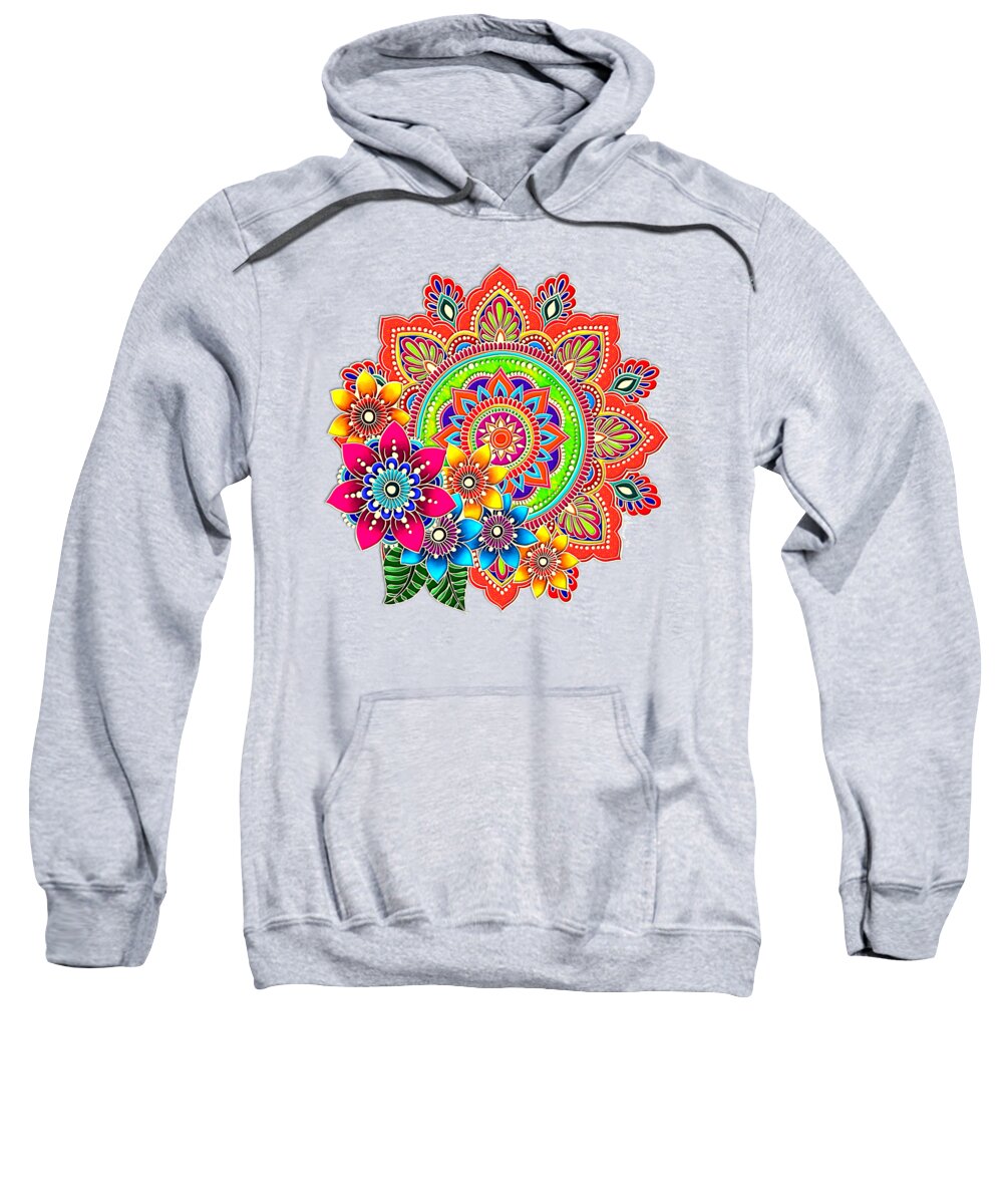 Mandala Sweatshirt featuring the painting Springtime Mandala by Becky Herrera