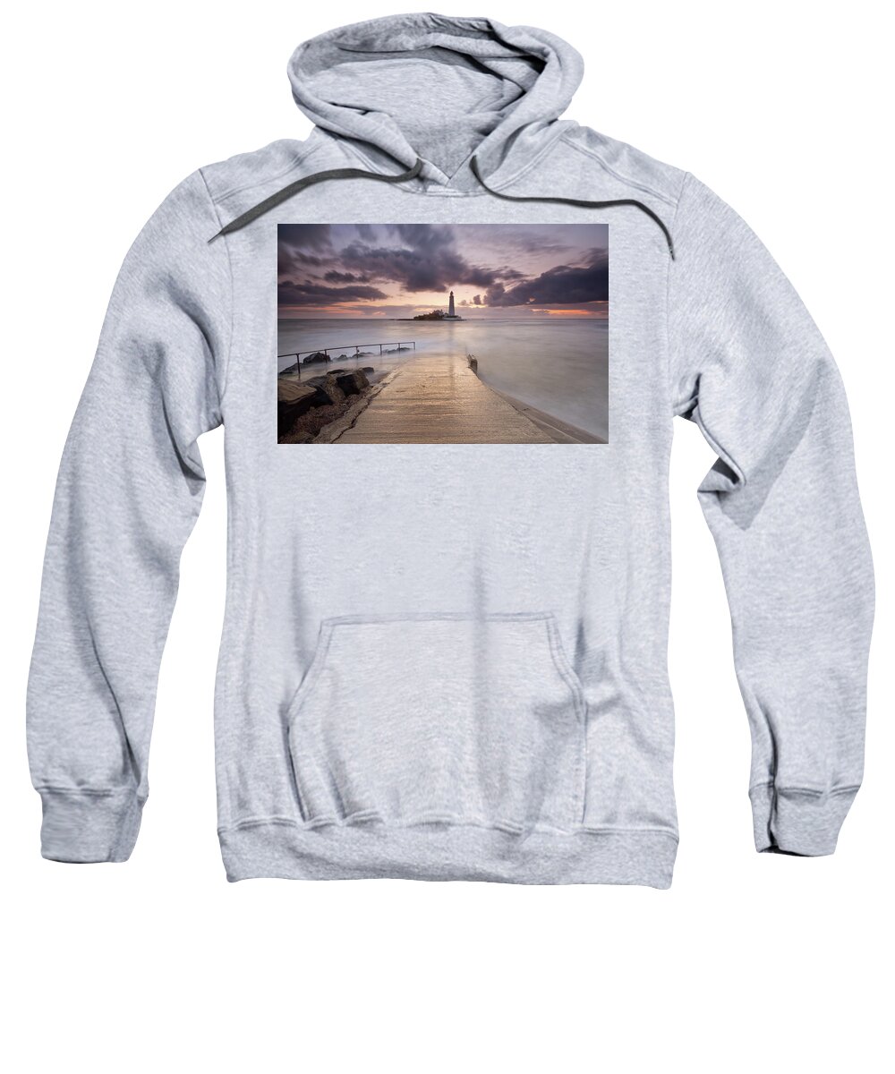 Sunrise Sweatshirt featuring the photograph St Mary's Lighthouse by Anita Nicholson