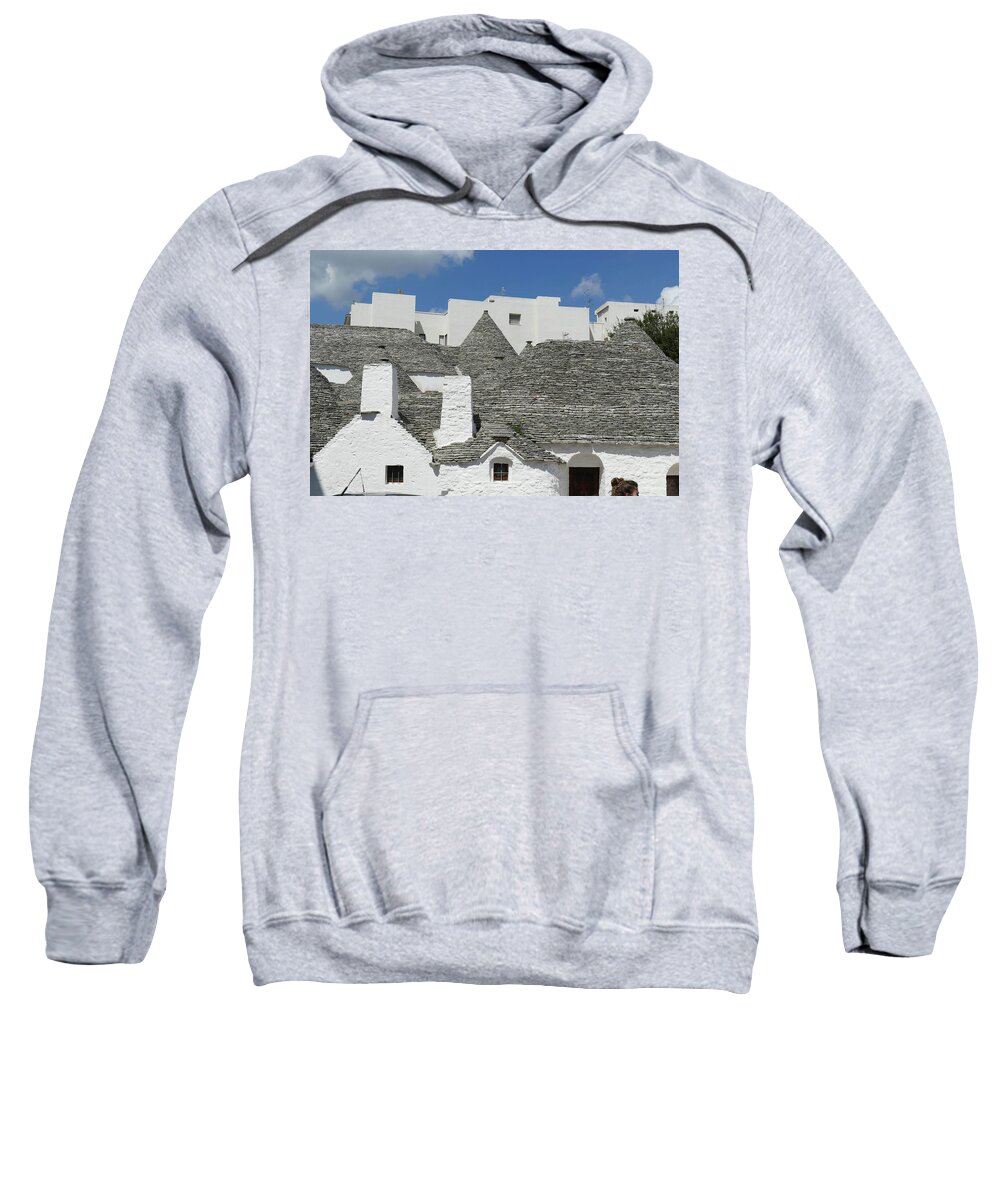 Alberobello Sweatshirt featuring the photograph Stone coned rooves of trulli houses by Steve Estvanik