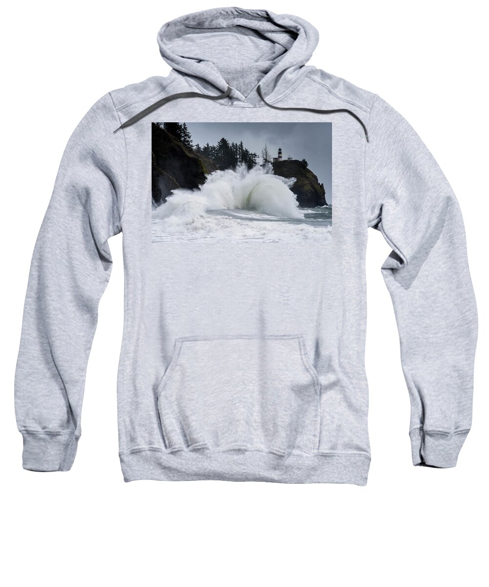 Cape Disappointment Sweatshirt featuring the photograph Storm Surf Show by Robert Potts