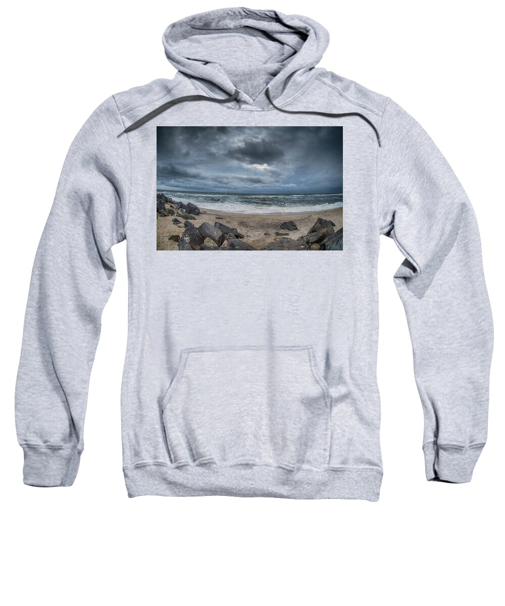 Sandy Hook Sweatshirt featuring the photograph Stormy Sandy Hook by Alan Goldberg