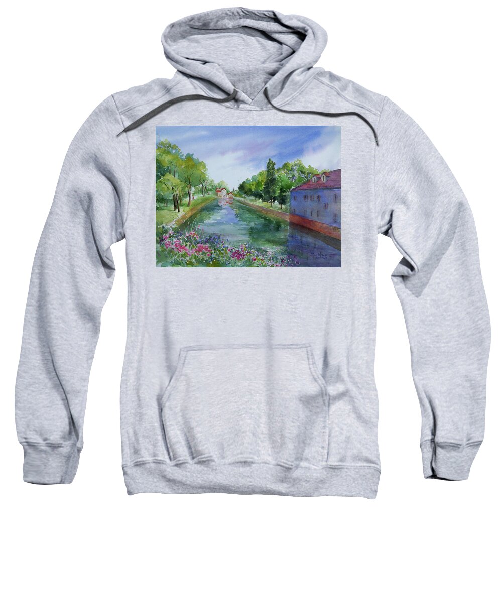 France Sweatshirt featuring the painting Strasbourg Stroll-France by Sue Kemp