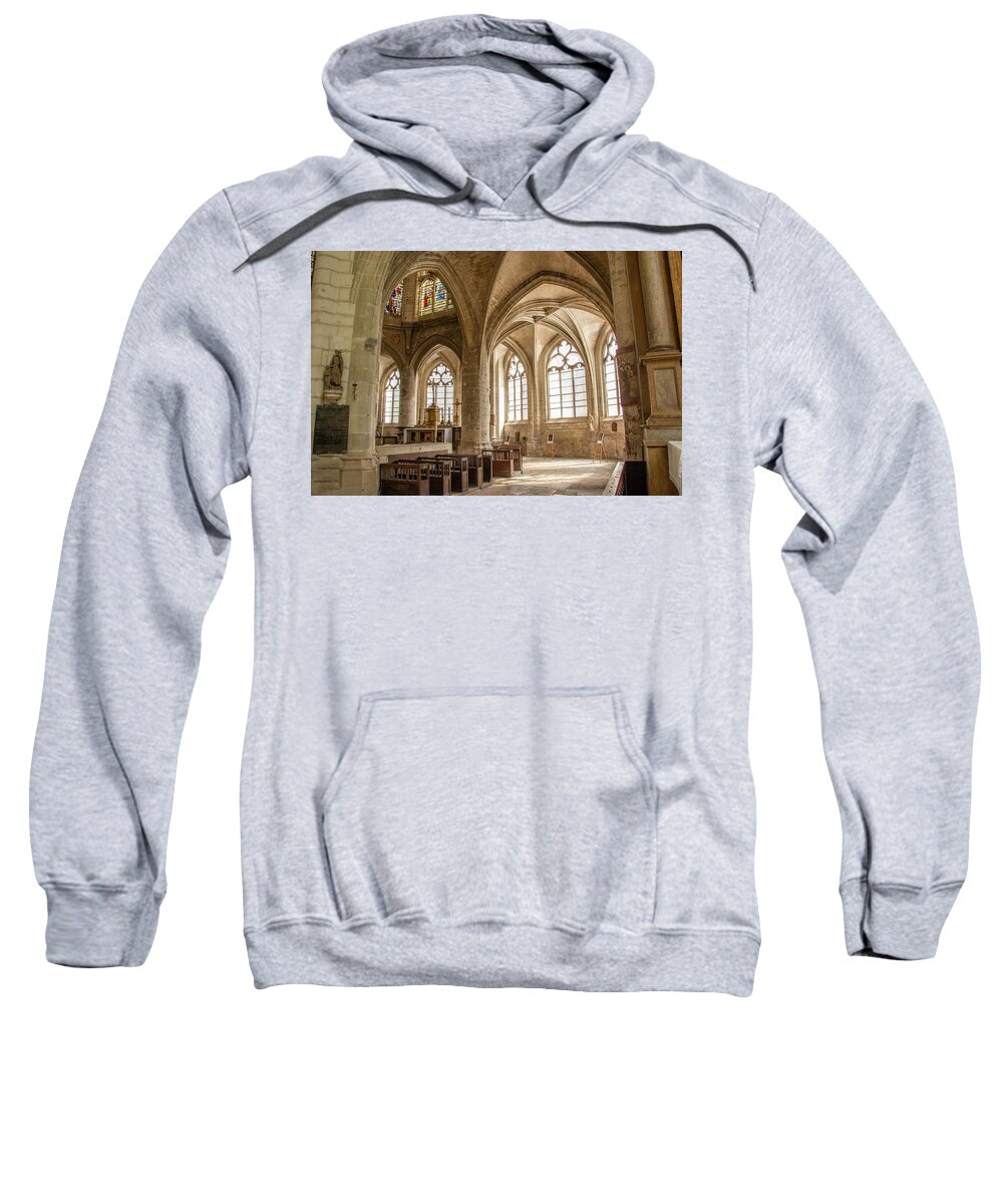 Church Of Saint Nizier Sweatshirt featuring the photograph Streaming Light by Marcy Wielfaert