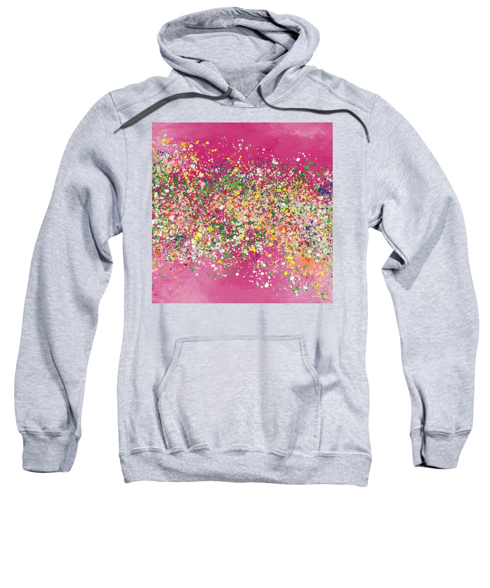 Colorful Sweatshirt featuring the mixed media Summer Garden Party- Art by Linda Woods by Linda Woods