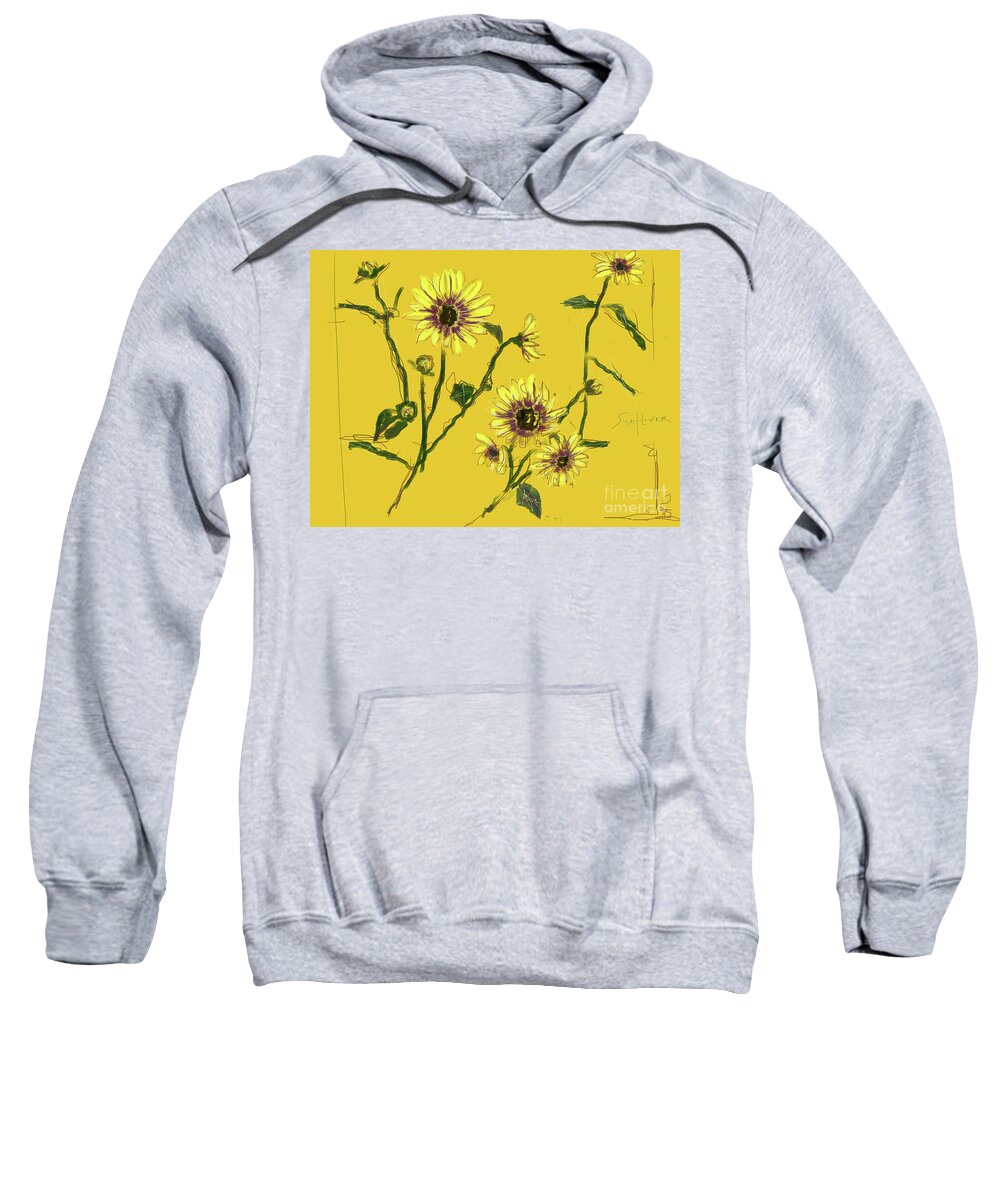 Flower Sweatshirt featuring the painting Sunflower yellow madness by Go Van Kampen