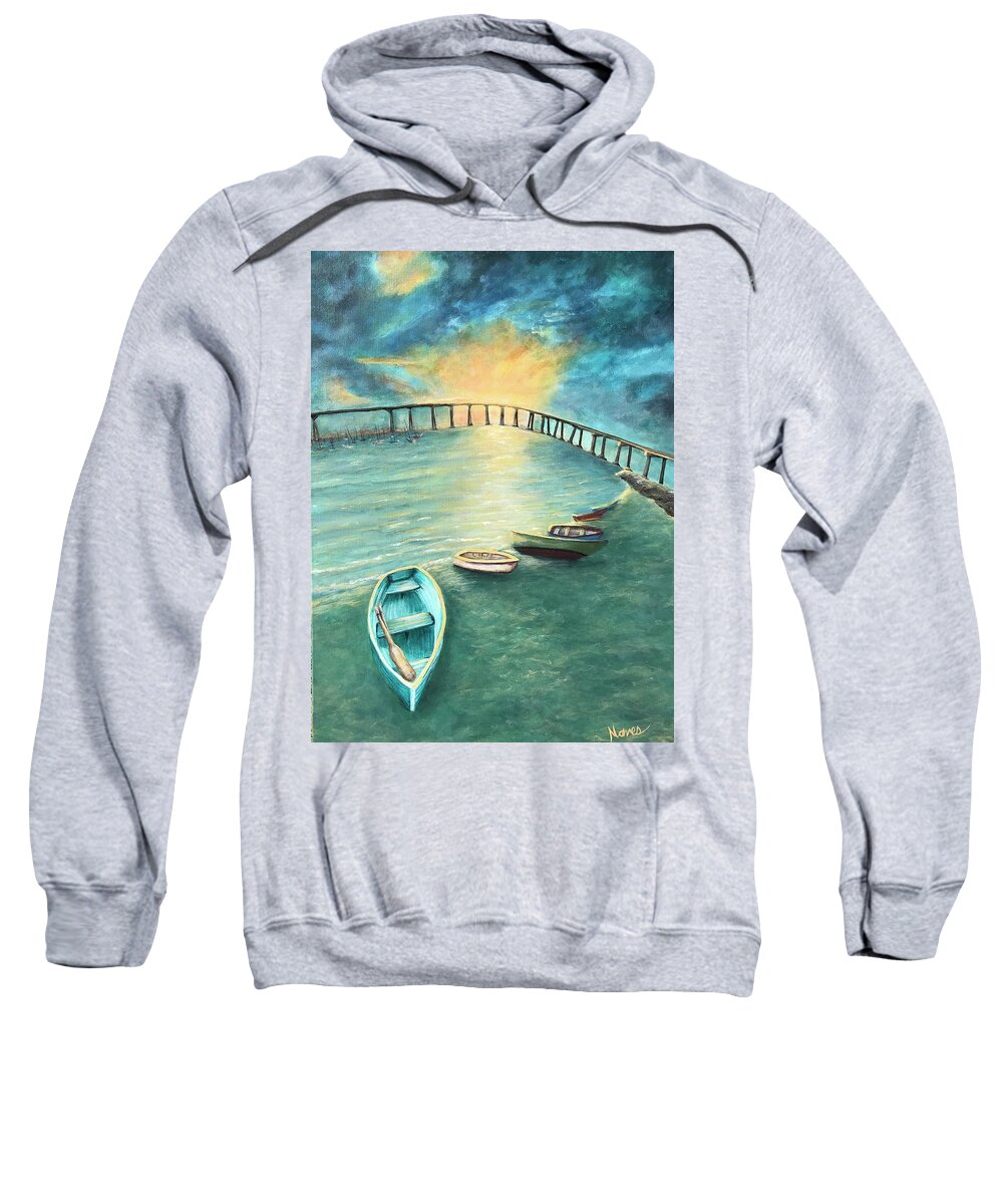 Acrylic Painting Sweatshirt featuring the painting Sunrise Tide at Coronado by Deborah Naves