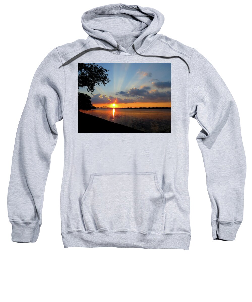 Sunset Sweatshirt featuring the photograph Sunset on the Delaware by Linda Stern