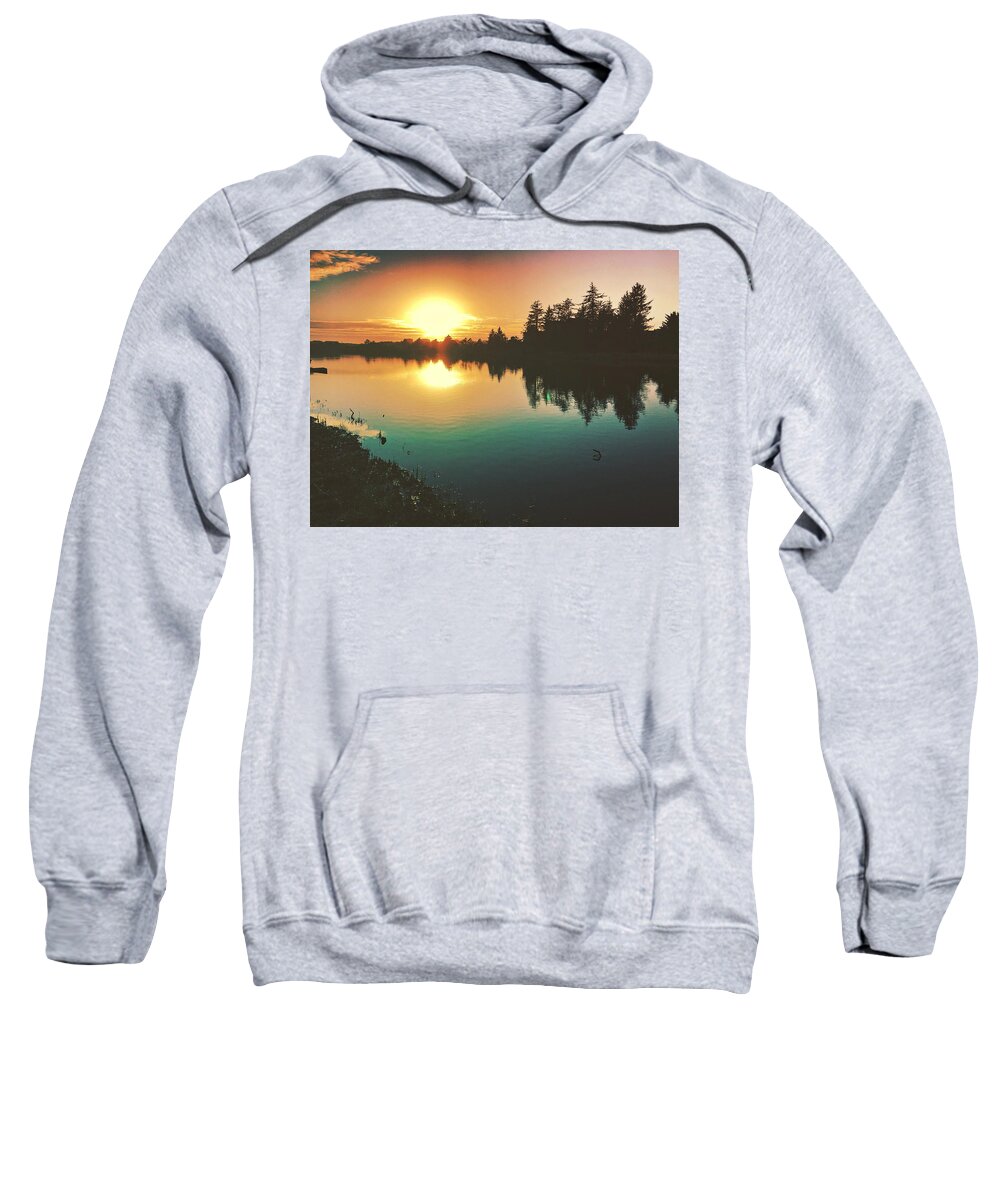 Sunset Sweatshirt featuring the digital art Sunset River Reflections by Chriss Pagani
