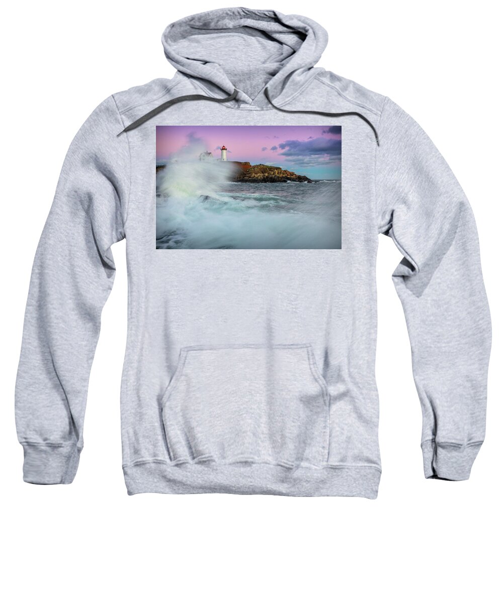 Maine Sweatshirt featuring the photograph Surf's Up at Nubble by Colin Chase