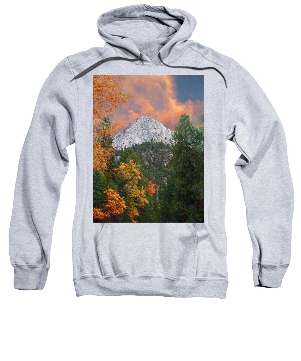 Tahquitz Peak Sweatshirt featuring the digital art Tahquitz Peak - Lily Rock Painted Version by Glenn McCarthy Art and Photography