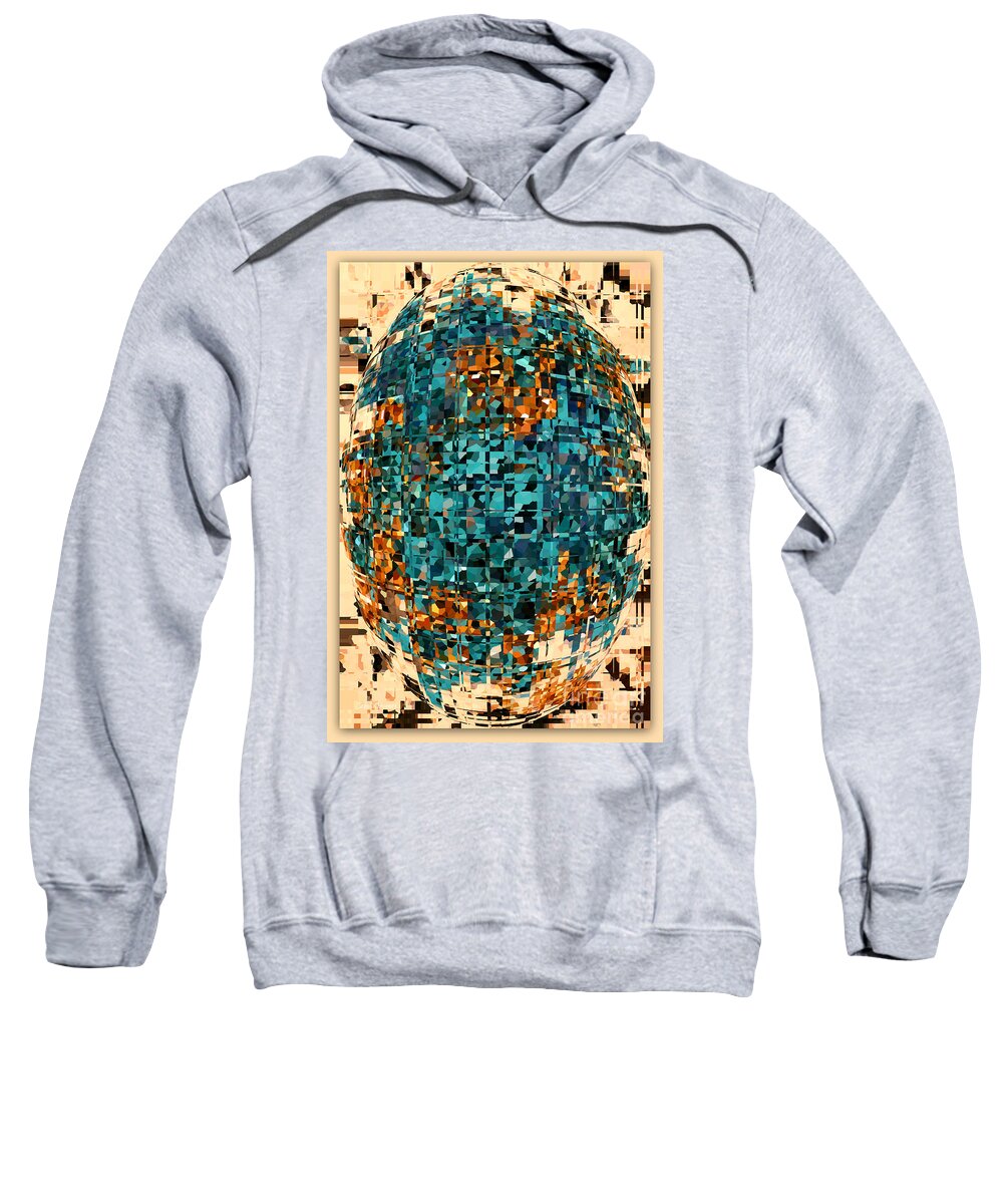 Abstract Sweatshirt featuring the photograph Tan and Turquoise Abstract with Border by Carol Groenen