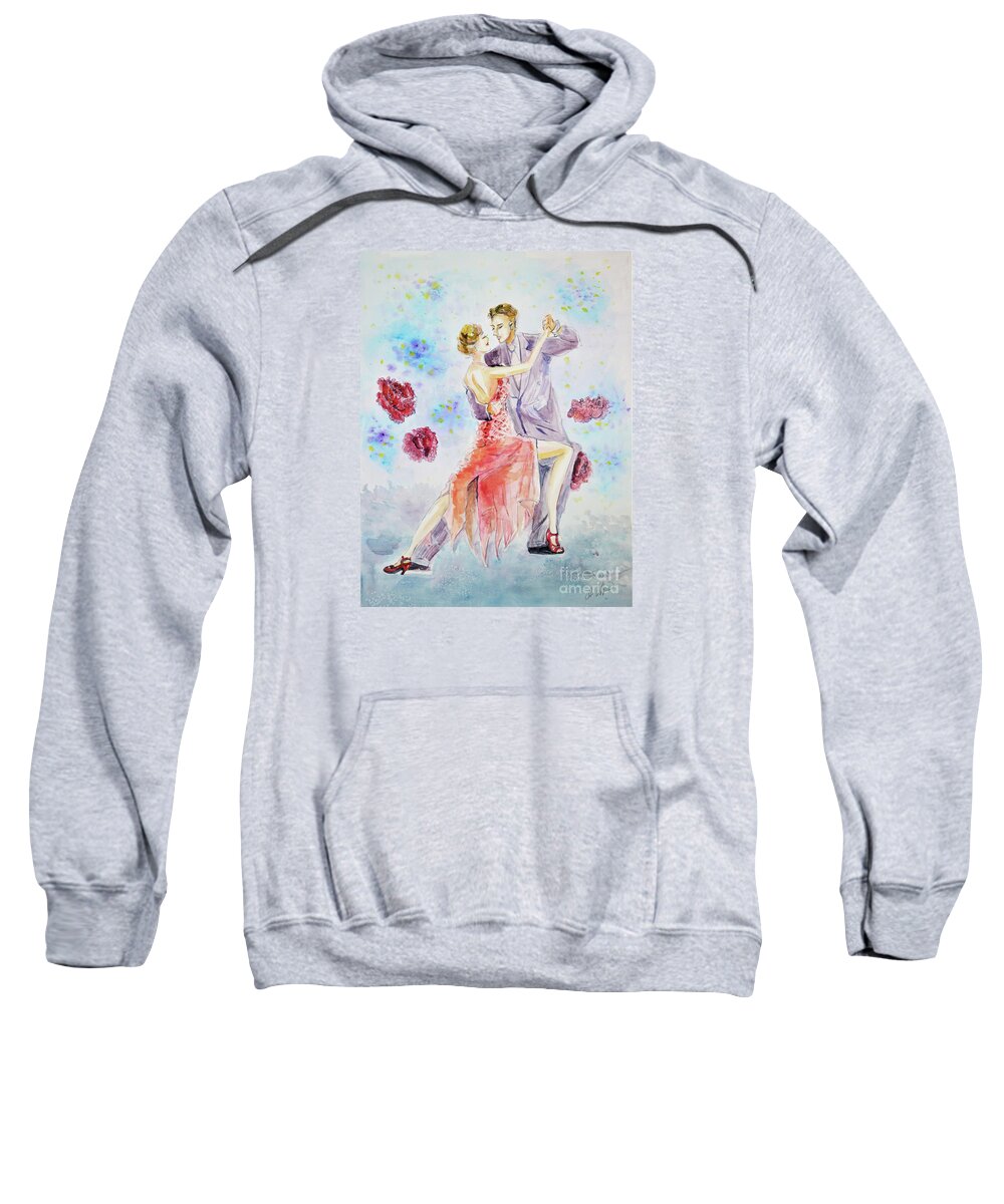 Dance Watercolor Sweatshirt featuring the painting Tango Dancers by Leslie Ouyang