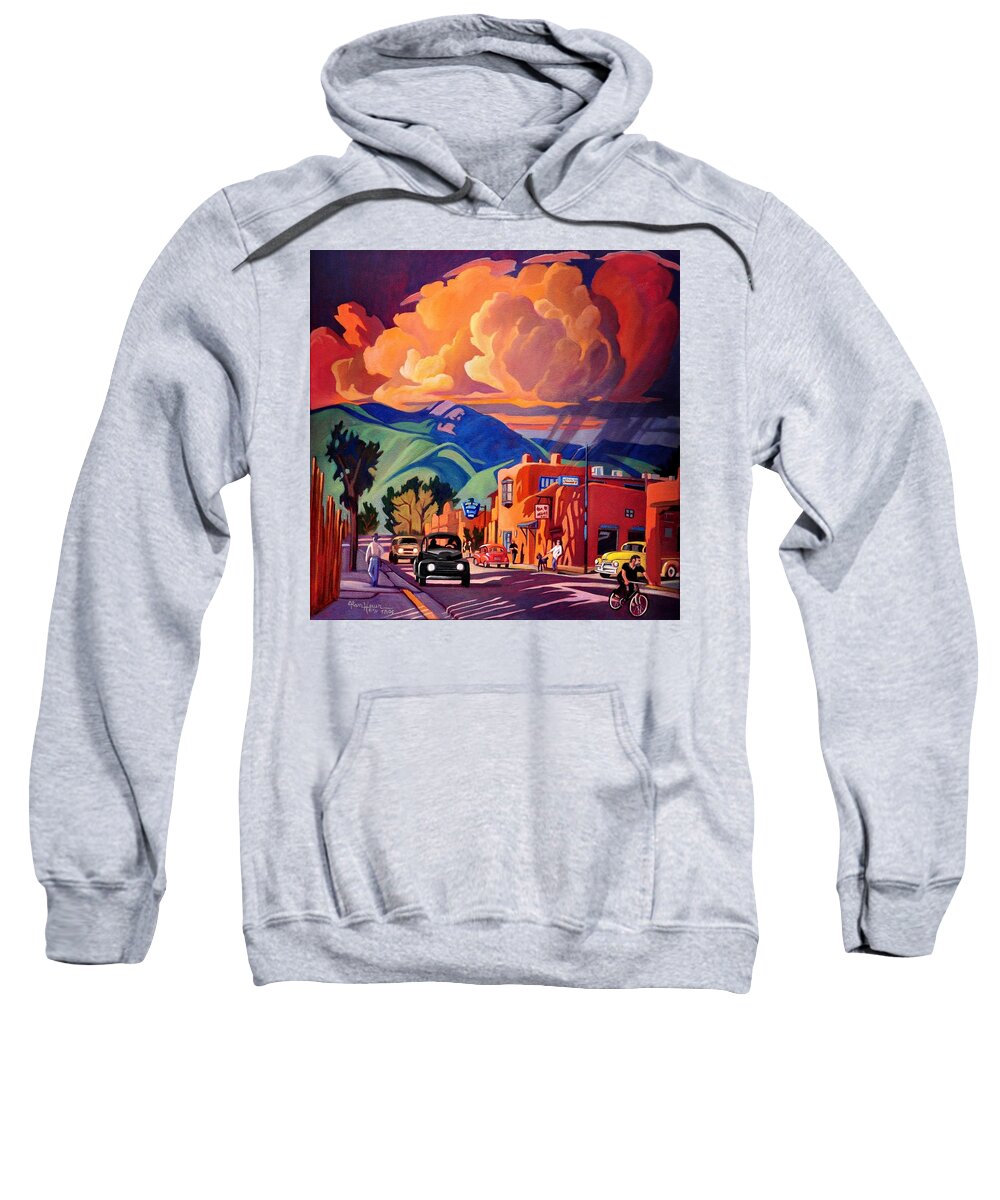 Taos Sweatshirt featuring the painting Taos Inn Monsoon by Art West