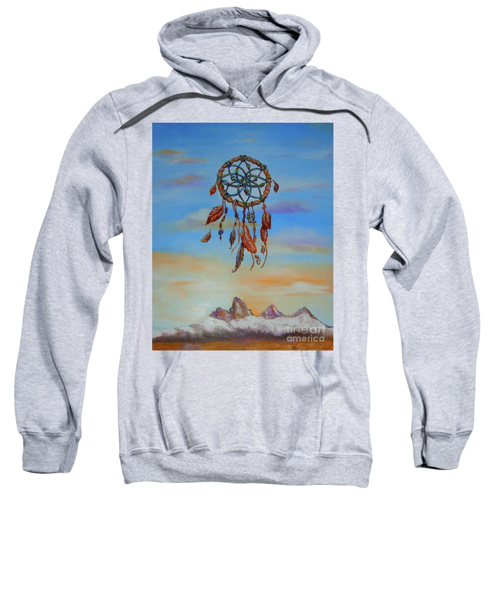 Dreamcatcher Sweatshirt featuring the painting Teton Dreamcatcher by Shelley Myers